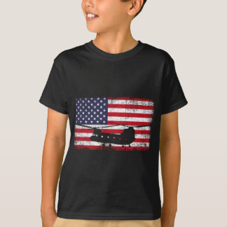 USA flagga Patriotic CH-47 Chinook Helicopter Army T Shirt