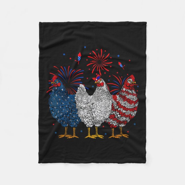 USA flagga Patriotic Chicken Älskare 4:e juli 1971 Fleecefilt (Framsidan)