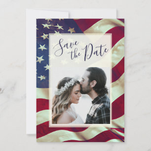 USA flagga Patriotic Christian Bible Photo Bröllop Spara Datumet