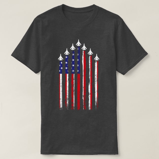 USA Flagga Patriotic Fighter Jet T Shirt (Design framsida)