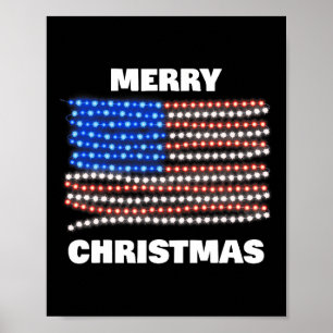 USA flagga Patriotic God jul Julafton L Poster