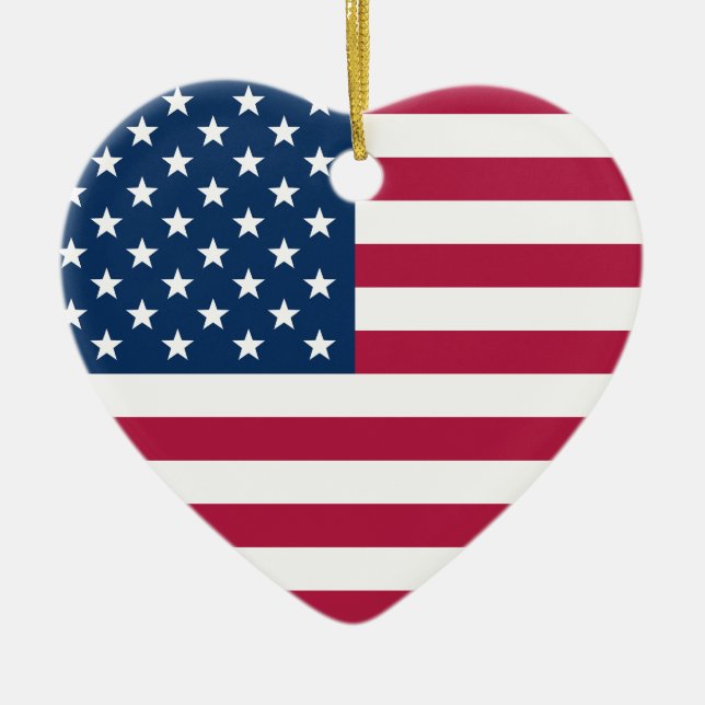 USA flagga Patriotic Heart Julgransprydnad Keramik (Framsidan)