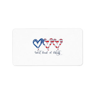 USA flagga Patriotic Hearts 4:e juli Sweet Land o Adressetikett
