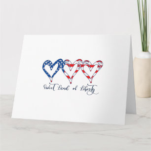 USA flagga Patriotic Hearts 4:e juli Sweet Land o Kort