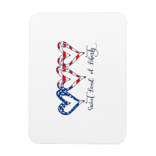 USA flagga Patriotic Hearts 4:e juli Sweet Land o Magnet