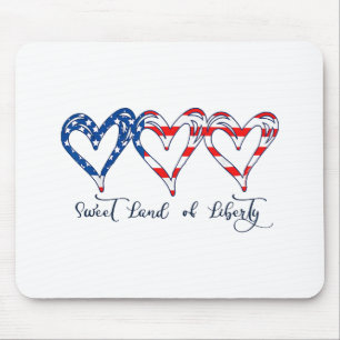 USA flagga Patriotic Hearts 4:e juli Sweet Land o Musmatta