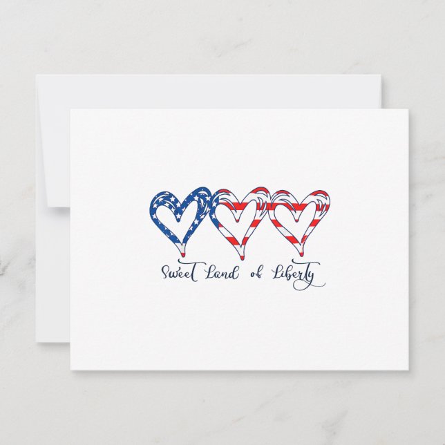 USA flagga Patriotic Hearts 4:e juli Sweet Land o OSA Kort (Framsida)