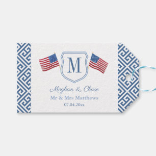 USA flagga Patriotic Monogram Vapensköld Möhippa Presentetikett