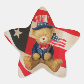 USA flagga Patriotic Nalle Stjärnformat Klistermärke