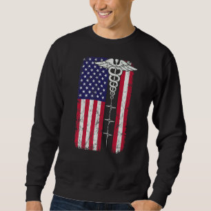 USA Flagga Patriotic Nurse Week Patriotic Lång Ärmad Tröja