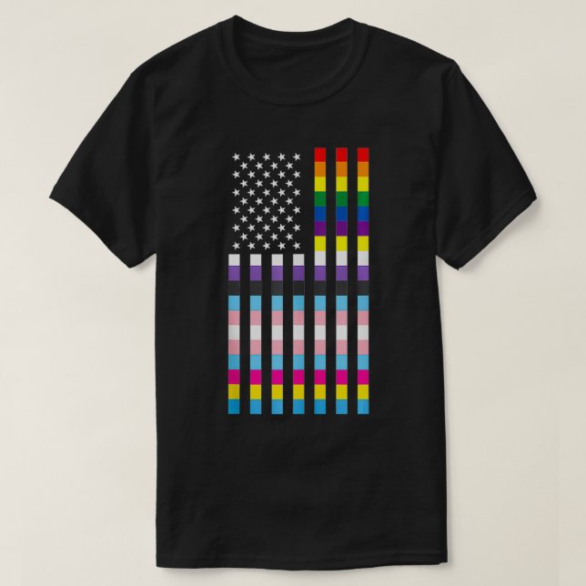USA flagga Patriotic Trans - icke-binärt panseual  T Shirt (Design framsida)