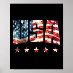 USA Flagga Patriotisk 4:e Juli USA Amerikansk Flag Poster