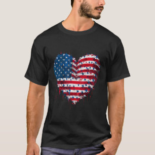 Usa Flagga Patriotisk Amerikansk Hjärtat Militären T Shirt