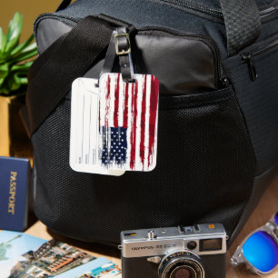 USA Flagga Patriotisk Amerikansk Röd Vit Blå Bagagebricka