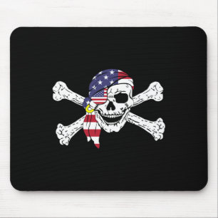 USA Flagga Patriotisk Dödskalle Och Kors Pirat Man Musmatta