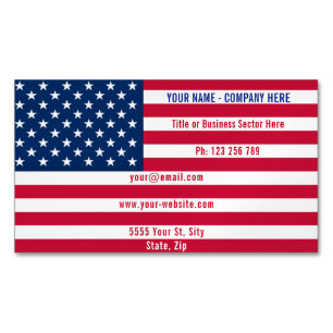 USA flagga - Patriotisk - Personlig Professionell Magnetiska Visitkort