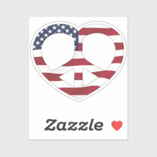 USA flagga Peace Heart Klistermärken