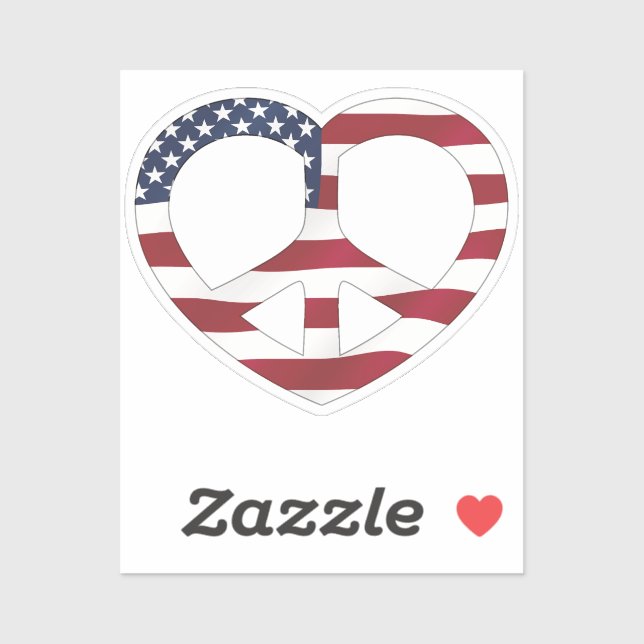 USA flagga Peace Heart Klistermärken (Ark)