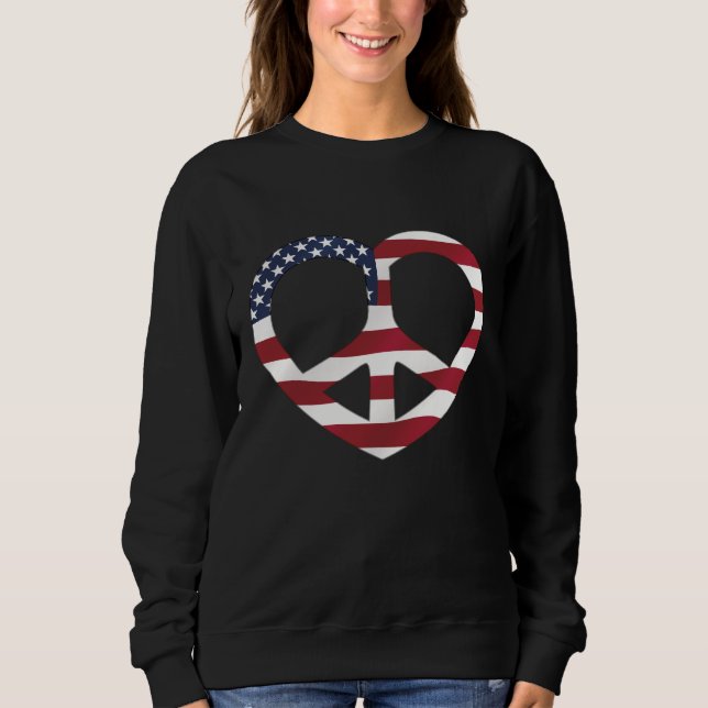 USA flagga Peace Heart T Shirt (Framsida)