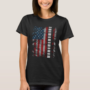 USA flagga Piano Tangentbord Pianist Music T Shirt