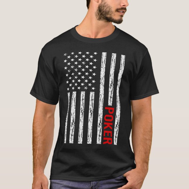 USA flagga Poker T Shirt (Framsida)