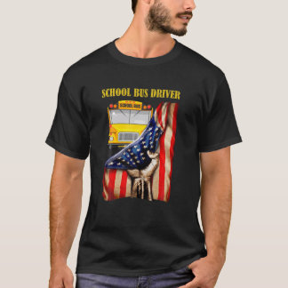 USA flagga Proud Blue Red White i Skola Buss T Shirt