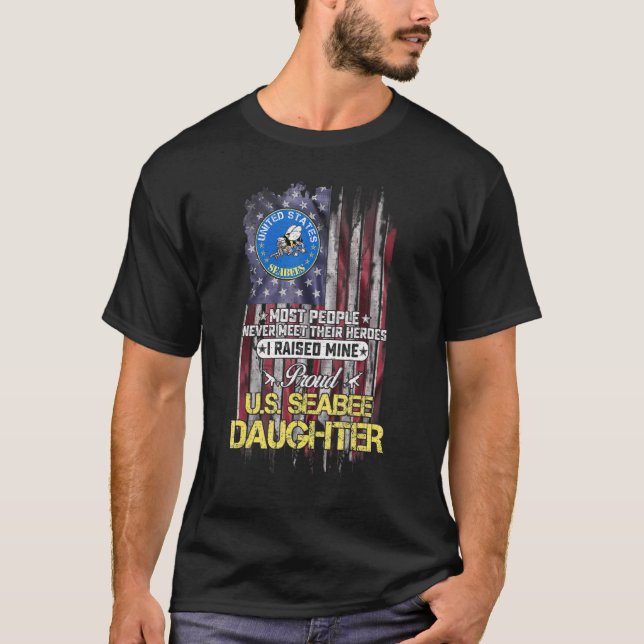 USA flagga Proud Us Seabee Veteran Dotter jag tar  T Shirt (Framsida)