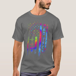 USA flagga Radiology Tech Rad Skeleton Thumb, XRay T Shirt
