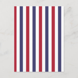 USA flagga Red and Flagga Blue Wide Rand on White Vykort