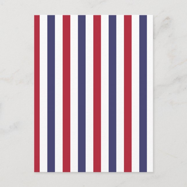 USA flagga Red and Flagga Blue Wide Rand on White Vykort (Framsida)