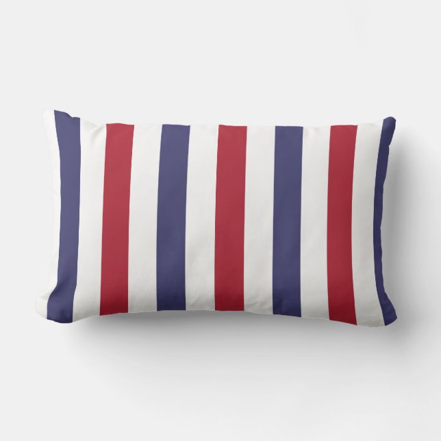 USA flagga Red och Flagga Blue Wide Rand on White Lumbarkudde (Framsida)