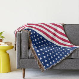 USA flagga Red White Stars Rand Throw Blanket Filt