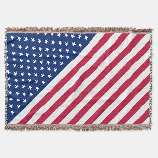 USA flagga Red White Stars Rand Throw Blanket Filt (Framsidan)