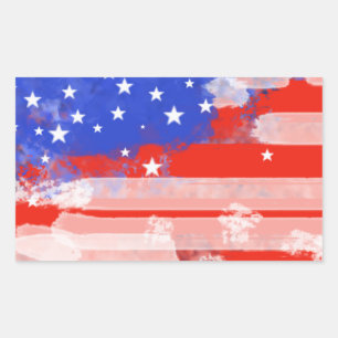 USA flagga Rektangulärt Klistermärke
