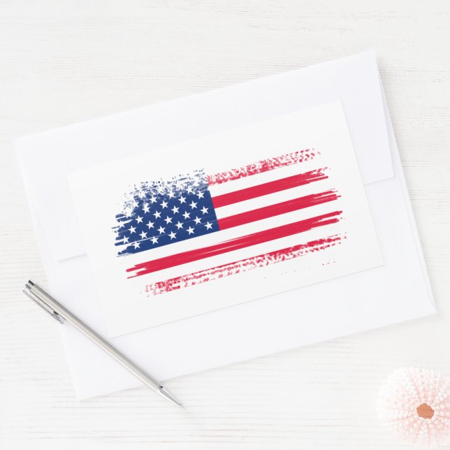 USA flagga Rektangulärt Klistermärke (Kuvert)