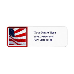USA flagga Returadress 4 juli Etikett