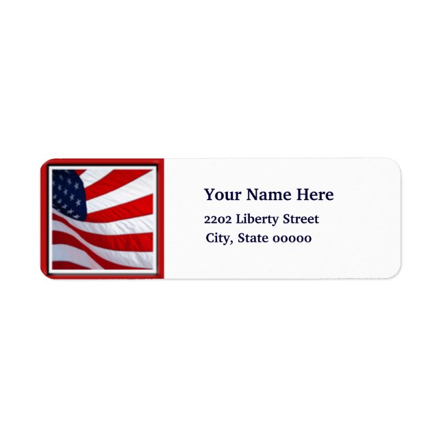 USA flagga Returadress 4 juli Returadress Etikett (Framsidan)