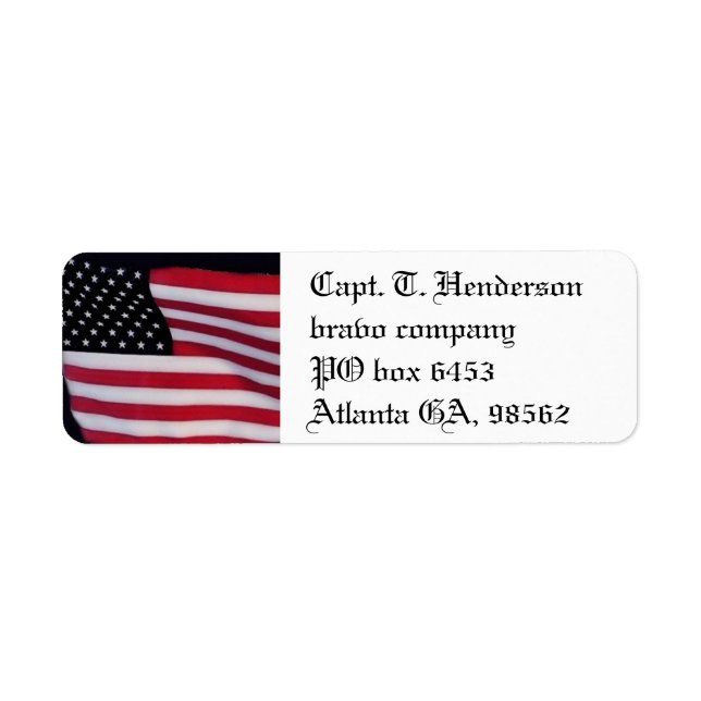 USA-flagga Returadress Etikett (Framsidan)