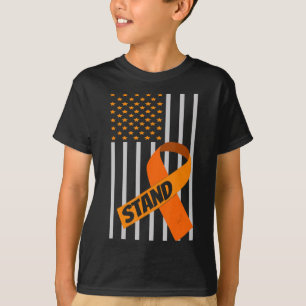 USA flagga Ribbon Leukemia Awareness Family Suppor T Shirt