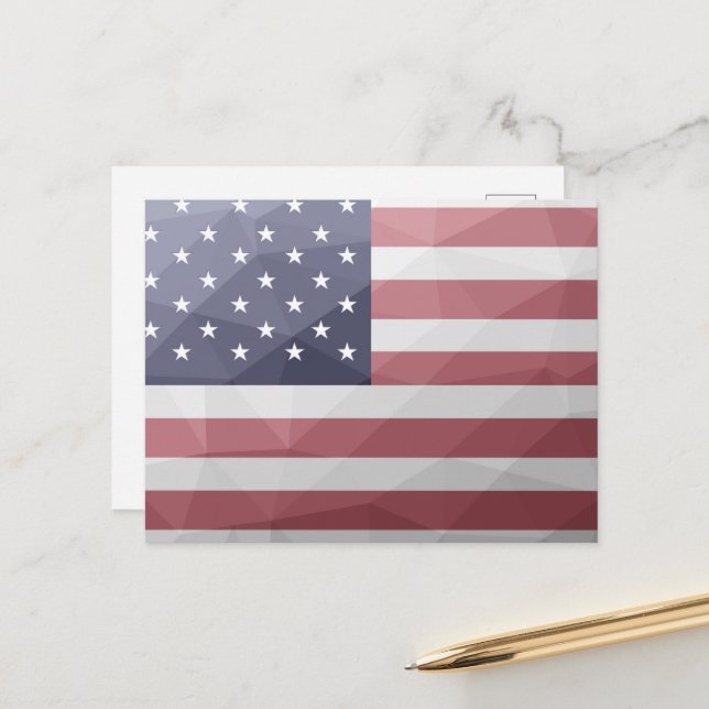 USA flagga Röd Vit Blå Amerika Geometriskt nät Vykort (Fram/Back In Situ)