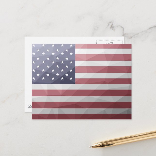 USA flagga Röd Vit Blå Geometrisk Mesh Mönster Vykort (Fram/Back In Situ)