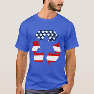 USA flagga - Röd vit och blå Återvinna - symbol T- T Shirt