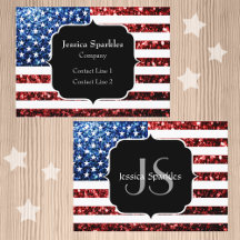 USA flagga röda och blå gnistrar glitter Monogram