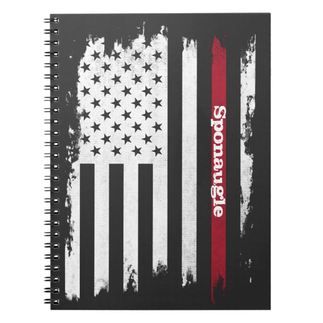 USA flagga Röda Rand-Personligen Namn Anteckningsbok (Framsidan)