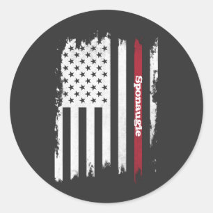 USA flagga Röda Rand-Personligen Namn Runt Klistermärke
