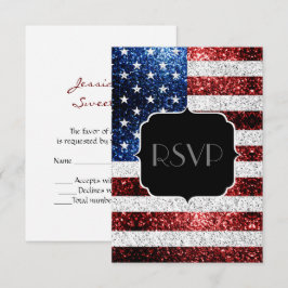 USA flagga rödblåskärmsglitter glitter Sweet 16 OS OSA Kort