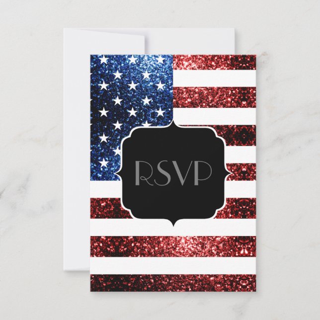 USA flagga rödblåskärmsglitter glitter Sweet 16 OS OSA Kort (Framsida)