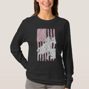 USA flagga Rosa Barrel Tävla Racer Horse Rod T Shirt