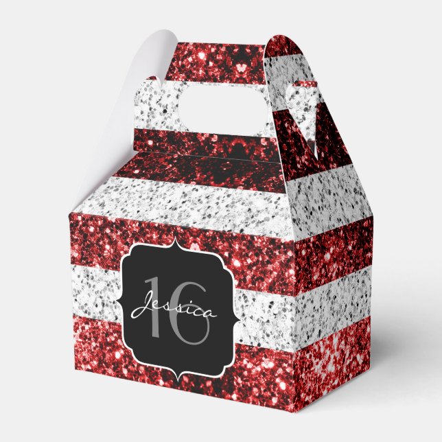 USA flagga rött vitt blått gnistor glitter Sweet 1 Presentaskar (Framsidan Sidan)