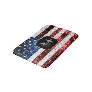 USA flagga rött vitt blått miniatyrdiagram glitter Badrumsmatta